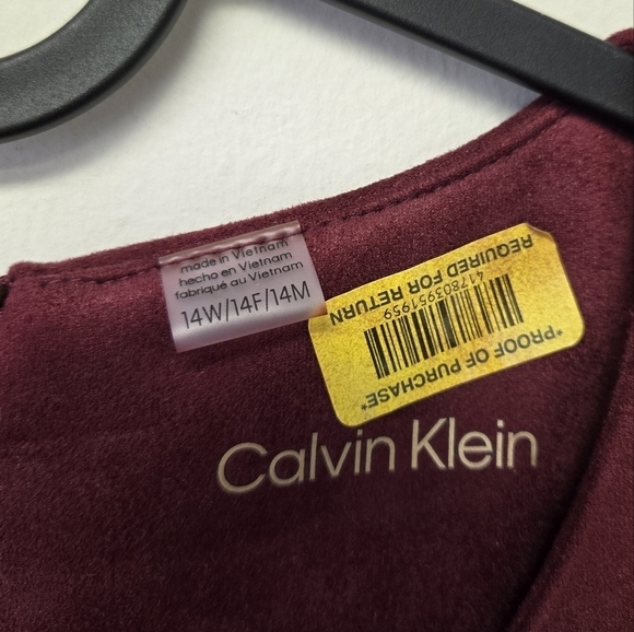 Calvin Klein Scuba Suede A-Line Dress Burgundy 14W - Picture 4 of 6